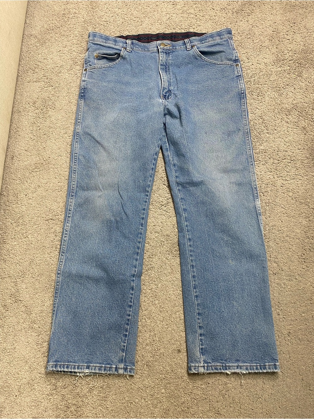 Wrangler Men's Straight Jeans in Blue Denim 36x29 Comfort Flex Waist